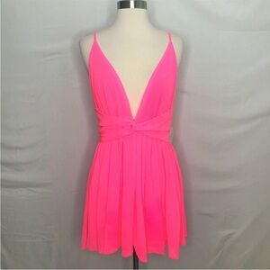 🩷Luxxel Neon Low Cut Baby Doll Pink Dress🩷